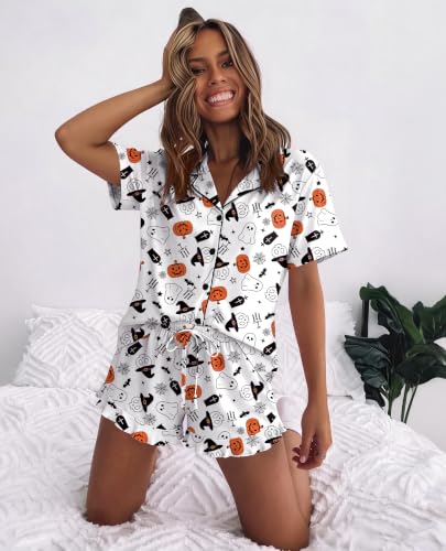 Image of Ekouaer Womens Pajama Sets Button Down Cute Ruffled Pjs Set Sleepwear