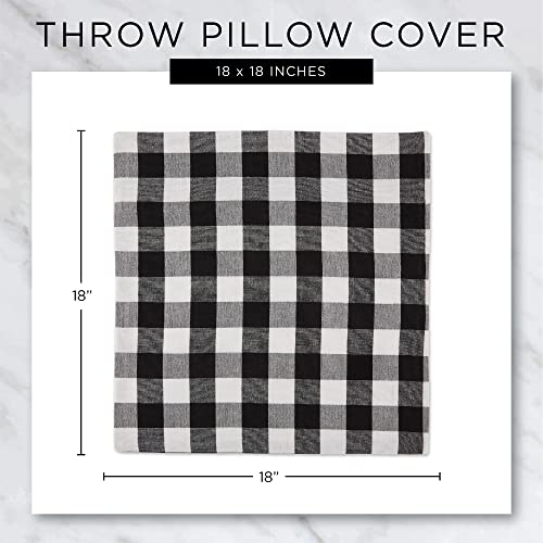 Dii Decorative Square Throw Pillow Cover Collection Cotton, Machine Washable, Hidden Zipper, 18X18, Gray Gingham, 4 Piece #TOP7