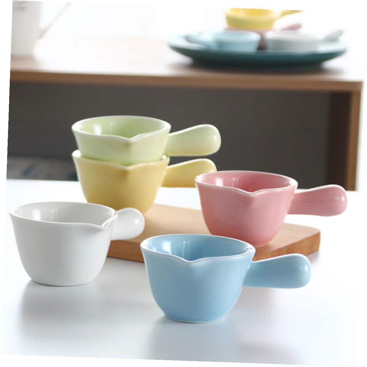 NUOBESTY 5pièces Pot à Lait Céramique avec Anse Tasse à Café Petite Pichet à Sauce ou Distributeur de Lait pour Maison