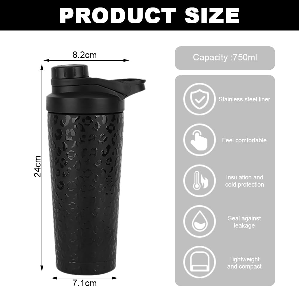 Protein Shaker 750ML | Eiweiß Shaker Mit Sieb | Edelstahl Doppelwandig Vakuum Isoliert | BPA Frei Auslaufsicher | Thermoflasche Für Eiweiß-Sportgetränke