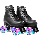 Damen Klassische Retro Rollschuhe,Rollschuhe mit Vier Rollen in Doppelreihe,Classic Roller Skates, Rollschuhe für Kinder,Glänzend Rollschuhe, ideal für Anfänger, ABEC-7 Kugellager
