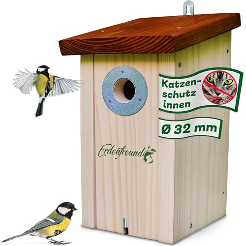ERDENFREUND® Meisen Nistkasten 32mm Katzen-/Marderschutz innen Nistkasten...