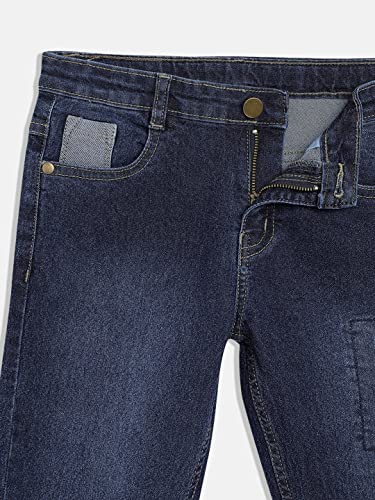 Image of Urbano Juniors Boy's Blue Slim Fit Washed Denim Jeans Stretch