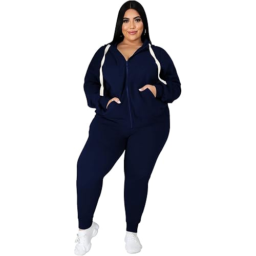 Tycorwd Women's Plus Size Two Piece Outfits Sweatsuits Sets Long Sleeve Loungewear Tracksuit Sets