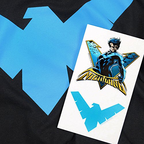 Popfunk Youth Nightwing Logo T Shirt For Boys & Stickers (Medium) Black #TOP5