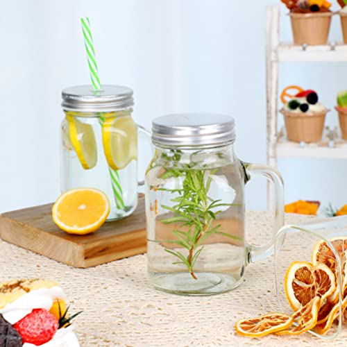 PATKAW 4 Sets Glazen Metselaarpotten Mokken Met Handgrepen en Rietjes Met Mason Jar Drinkglazen Tuimelaars Voor Ijskoffieparelsappen Cocktail 480 Ml - Image 5