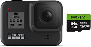 GoPro HERO8 Black + PNY Elite-X 64GB U3 microSDHC Card (Bundle)
