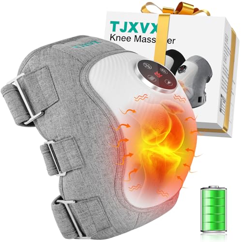 Electric Knee Massager, Cordless Heated Pad for Relief Knee Stress, 3 Kneading and Vibration Intencities, 5000mAh Rechargeable Battery, Portable Body Massager, Gift for Men Women, Gray, 1 Pack