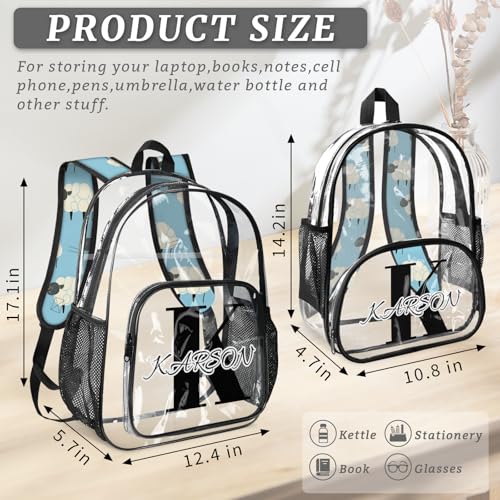 Personalized Small Clear Backpack Stadium Approved Heavy Duty PVC Plastic Custom Cute Transparent Backpacks See Through Bag with Name, Sheep4