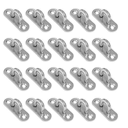 20 Stück Augplatte Edelstahl - M5 Augplatte mit Öse zum Aufhängen von Gegenständen, Befestigungshaken, Camping und Bootszubehör, 4,5 x 1,5 x 2,0 cm