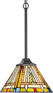 Tiffany Pendant Light Fixtures Hanging Lamp 1 Light Mission Style Vintag...
