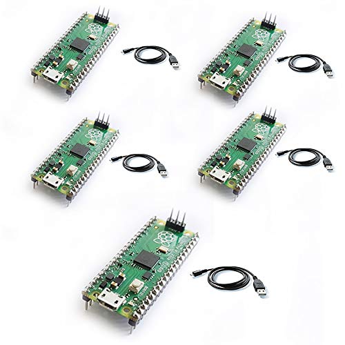 Image of Raspberry Pi Pico with Headers All New Raspberry Pi Pico Soldered with Micro USB Cable - (Pack of 5)
