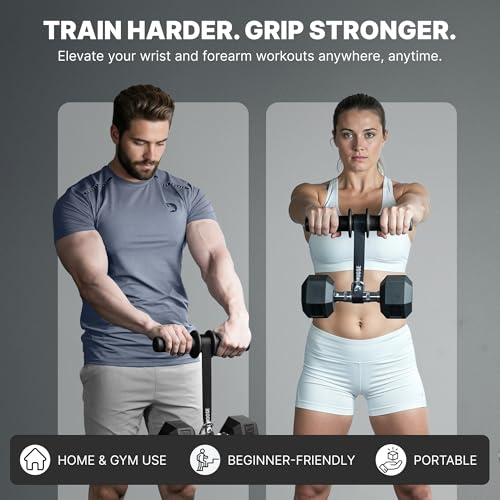 Image of DMoose Fitness Forearm Strengthener & Wrist Roller - Non-Slip Thicker Handles, 35 inch Durable Nylon Strap - Grip Trainer for Wrist, Hand & Forearm Muscles - Arm Exerciser for Strength Training & Rehab