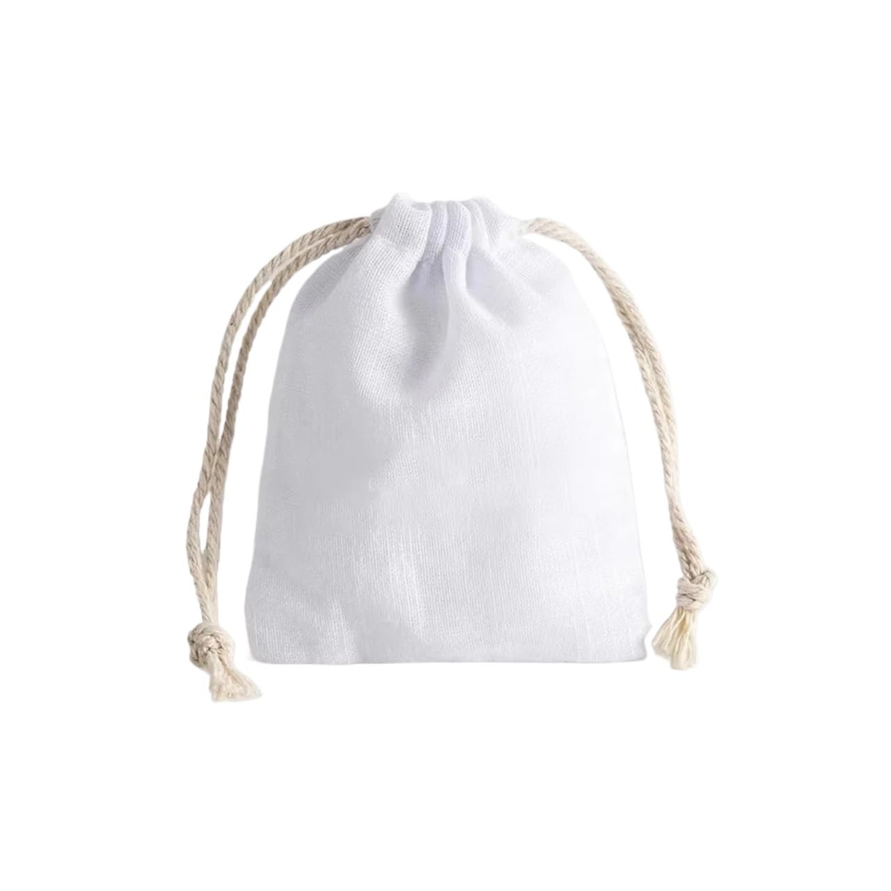 Bolsas de cáñamo de algodón para detalles de boda y bautizos artesanales en blanco