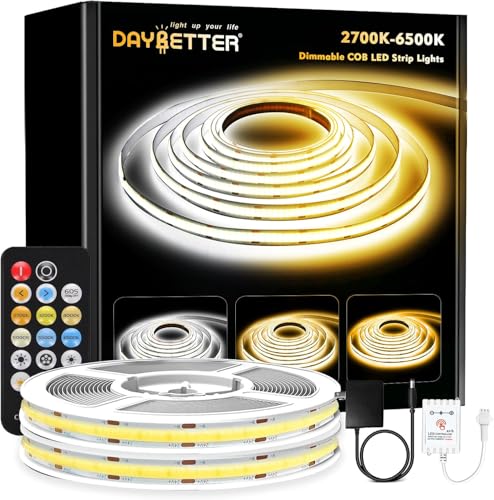 DAYBETTER COB LED Strip Light Tunable White, 32.8ft/10m 6080LEDs White