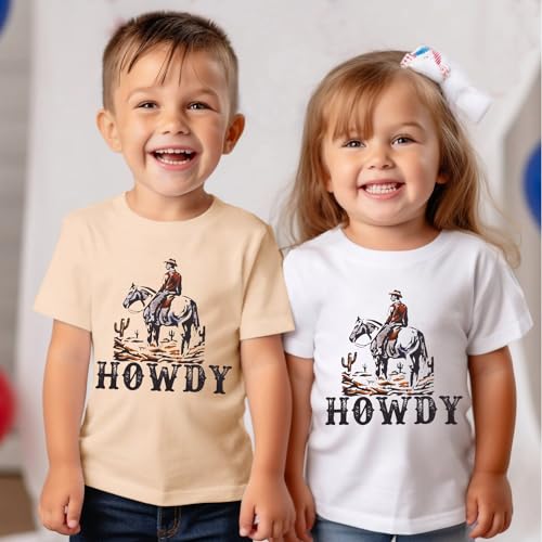 SOFEON Toddler Baby Boy Howdy Shirt Rodeo Western Graphic Letter Short Sleeve T-Shirt Kids Funny Cowboy Summer Tee Tops4