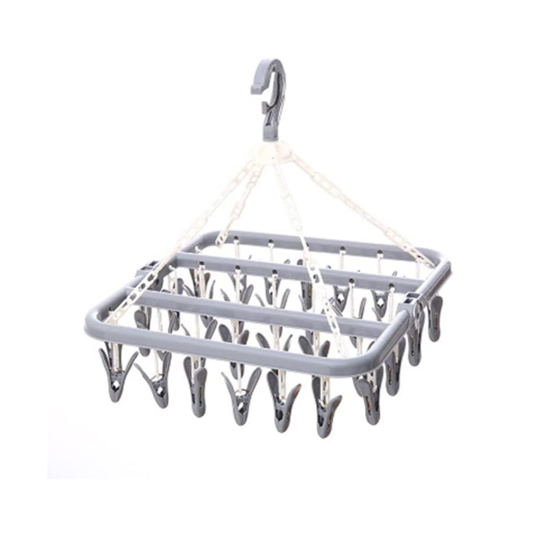 Faltbarer Wäscheständer mit 32 Clips, vielseitiger Wäschebügel für Handtücher, Unterwäsche & Babysocken - Platzsparende Socke & Handtuch