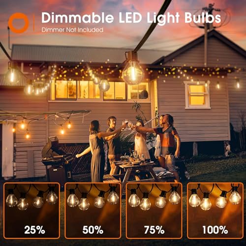 addlon 50FT Permanent Outdoor Lights, Smart RGB LED Lights for House & Outdoor Decor, Shatterproof Dimmable LED Bulbs with APP & Remote Control for Porch Yard
