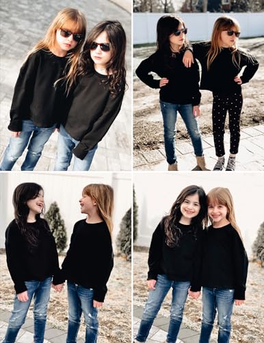 Image of Arshiner Girls Crop Tops Kids Long Sleeve Pullover Sweatshirts Girls Cropped Crewneck Sweatshirt for Teen Girl