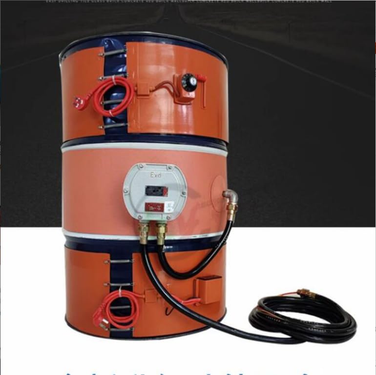 Grzałka do Beczek Z Gumy Silikonowej Z Regulowanym Termostatem - Metalowa Beczka 200 L, Elektryczna Grzałka 2000 W do Zbiorników Oleju/Gazu, Praktyczna I Efektywna Kontrola Ciepła