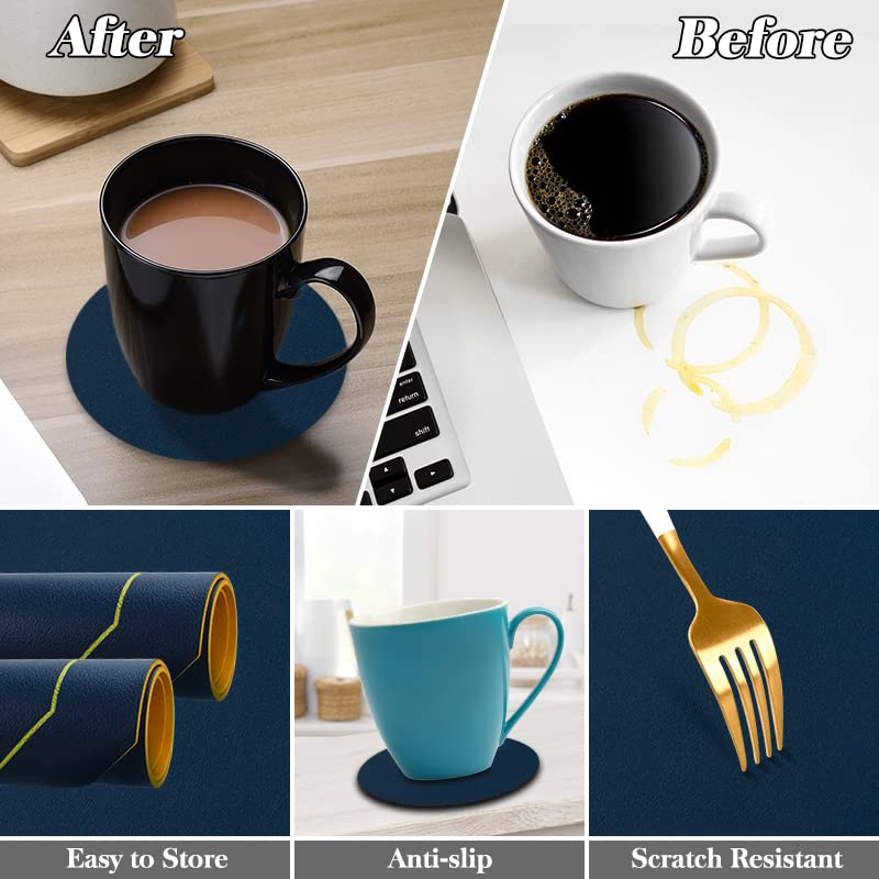 Placemats and Coaster Sets 4, Dual Sided Leather Dining Table Mats Heat-Resistant Non-Slip and Washable - Image 3