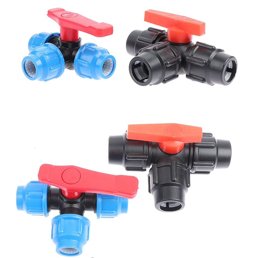 PE-Kugelhahn-Rohrverbinder, 1 Stück, nützliches PE-Dreiwege-Kunststoff-T-Ventil, ID 20 mm, 25 mm, 32 mm, 40 mm, 50 mm, Dreiwege-Ventilverbinder (Größe: Schwarz 25 mm) (Size : Black 40mm)