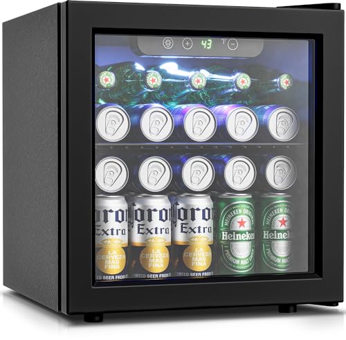 Comparison: Best Mini Fridge For Beer Bottles 6 Feelfunn Beverage Refrigerator Cooler - 12 Bottle 50 Can Mini Fridge with Glass Door, Soda Wine Beer Drink Fridge - Small Refrigerator for Office Home Bedroom Dorm Bar, 1.3 Cu.Ft, Black