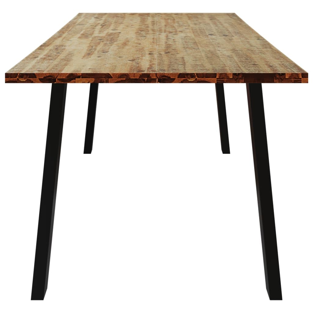 IKAYAA Mesa de Comedor Madera Maciza de Acacia 200x90x75 cmMesa Industrial de Comedor Mesa Salon Rustica Mesa Comedor Patas Metálicas/Hierro