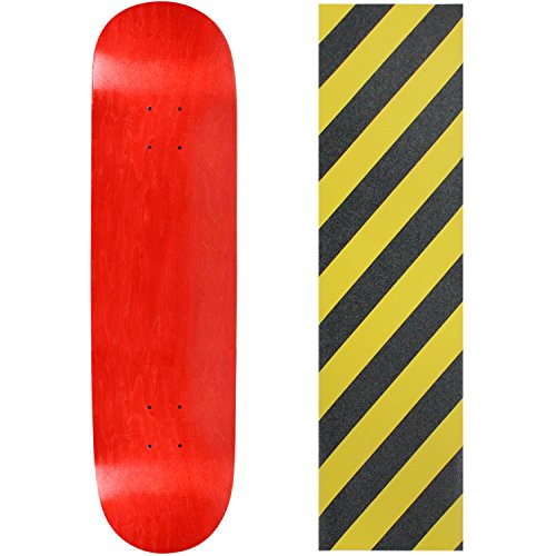 Moose Blank Skateboard Deck - Stained RED - 8.5" Caution Grip