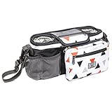 Cashay Baby Premium Stroller Organizer - Fits All Strollers, Deep Insulated Cup Holders, Removable Pouch, Large Expandable Mesh Pockets for iPhones, Diapers, Toys & More (Perfect Baby Shower Gift)