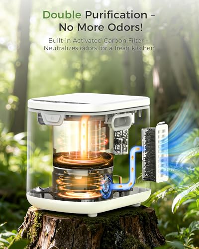 Image of Electric Composter for Kitchen, 2.5L (Max 3.3L) Smart Electric Kitchen Composter with Auto-Cleaning | Odorless | Low Noise | LED Display, Turns Food Waste to Fertilizer, Food Recycler for Home