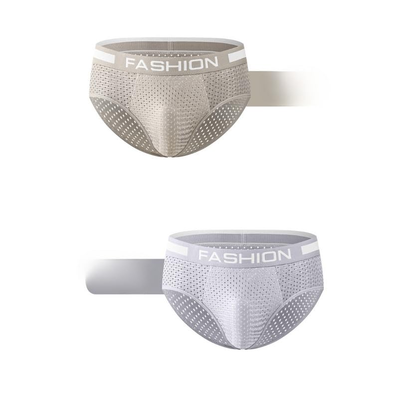 Image of Men's Mesh Ice Silk Briefs with Breathable Waistband Lightweight and Comfortable Underwear
