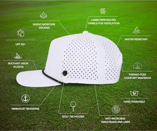 Image of ANKOR Performance Golf Rope Hat - UPF 50 Water Resistant Lightweight Thermoflex Snapback, Men's Hat Golf Tee Design Holder