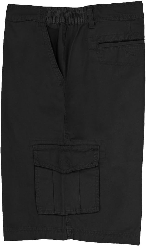 Full Blue Big Men's Cargo Shorts with Expandable Waist (Waist 72, Black)