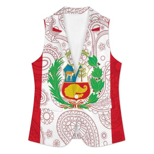 Peruvian Flag Paisley Pattern Funny Women's Suit Vests Casual Formal Dress Vest Business Waistcoat2