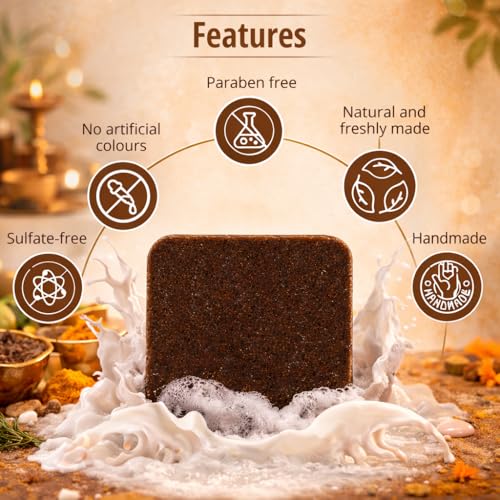 Image of Luxury Handmade Ubtan Goat Milk Soap, Saffron, Neem, Sandalwood & Rose Petals, Traditional Care for Tan Removal, Deep Cleansing and Glowing Skin, 50 gms, Pack of 5