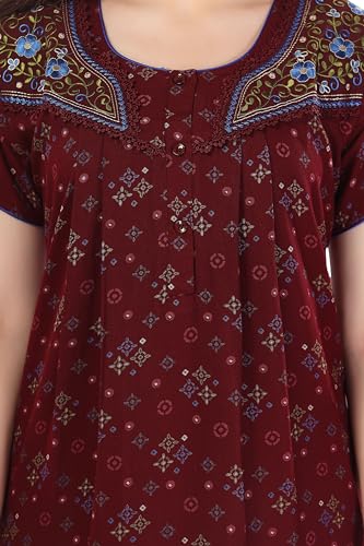 Image of Soulemo Women's Cotton, Rayon & Polyester Printed Maxi Nighty (Alpine) 861