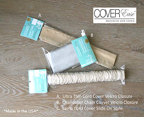 Image of Dk Tan /Camel COVEREase Lamp Cord Cover 9 ft Faux Silk Fabric Cover - Cable Sleeve, Wire Cover, Cord Hider for Cable Management for Electrical Lighting Fixtures (1 Pack)