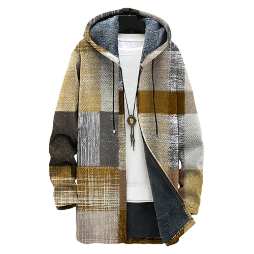 Cardigan Hoodies for Men Boho Zip Up Warm Fleece Lined Winter Hoodies Casual Fall Hooded Jacket with Pockets