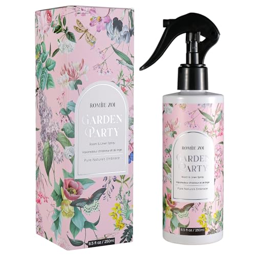 ROMIIE ZOI Linen & Room Air Freshener Spray Room Mist, with Natural Plant Extract - Garden Party - 8.5 FL OZ.