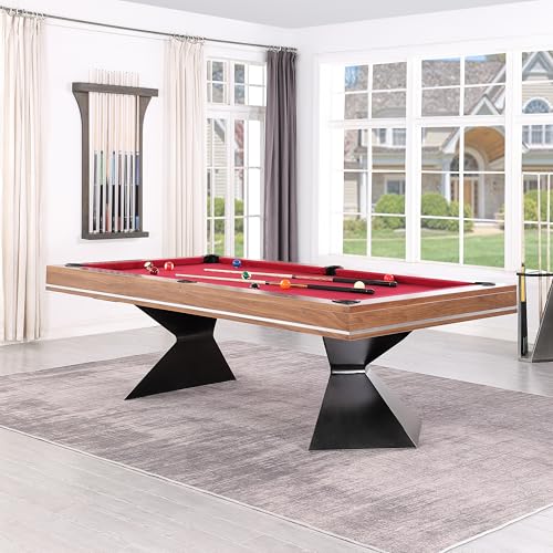 Playcraft Valencia 8’ Slate Pool Table – Modern Billiard Tables with Solid Hardwood & 3pc Slate System - Perfect for Game Room, Office or Dens - 25 Cloth Colors