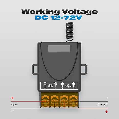 12V التبديل عن بعد لاسلكية، Malictele DC12V/24 V/48 V/72 V 30 A التقوية RF التحكم التبديل مع 328 ft طويلة المدى لمكافحة سرقة الإنذارات أنظمة الأمن الإنارة الأسطوانة ليند باب المحرك