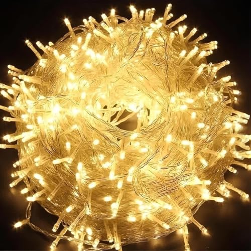 Pisca Pisca Luzes de Arvore de Natal Linha Premium LED Branco Quente 8 Funções - Cordão de 100 Leds