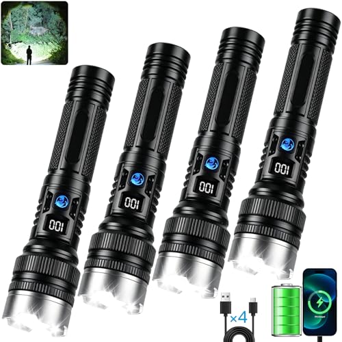VZZNN Rechargeable LED Flashlight 4-Pack