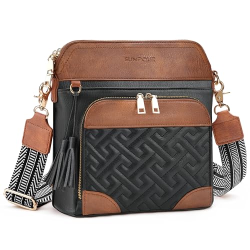 Image of Crossbody Bags for Women with Built In Wallet,RFID Travel Purse | Quilted Design, RFID Protection, Multiple Compartments, Organized Storage, iPad Compatible, Adjustable Strap