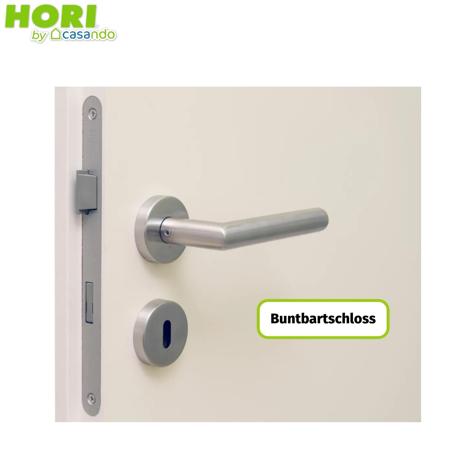 HORI Zimmertür Komplettset mit Zarge und Edelstahl Türdrücker I Innentür CPL Weiß RAL9010 I Größen und Schloss wählbar - 1985 x 735 x 330 mm - DIN Rechts