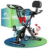 Heimtrainer Fahrrad, SLUNSE 2025 Neu Hometrainer Fahrrad mit stabilem Doppeldreieckrahmen, Klappbar Ergometer Heimtrainer mit 10dB extra Leise, Indoor Bike für Kardio-Training zu Hause, Bis 160KG