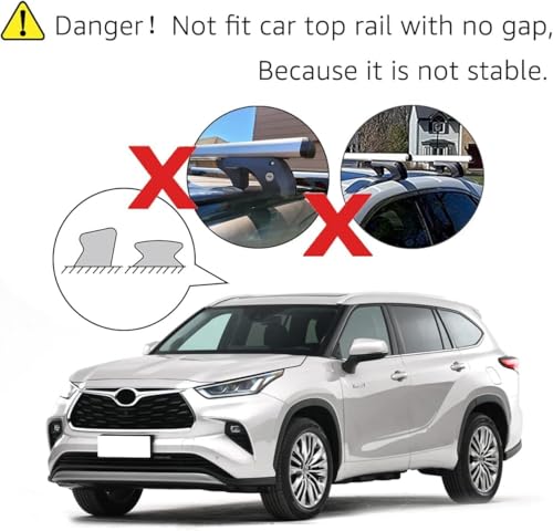 Image of Amazon Basics Cross Rail Roof Rack, 52 inches, Fits up to 46 inch Spans between Raised Side Rails with Gap, Pack of 2, Black /Silver