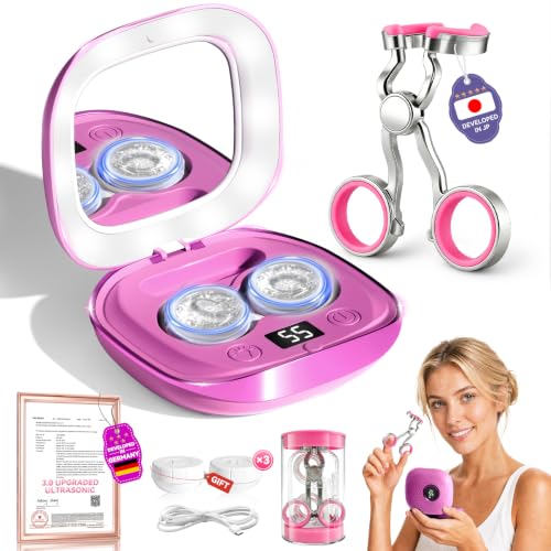 Image of Ultrasonic Contact Lens Cleaner and Contact Lens Applicator Tools Kit（Purple+Pink)