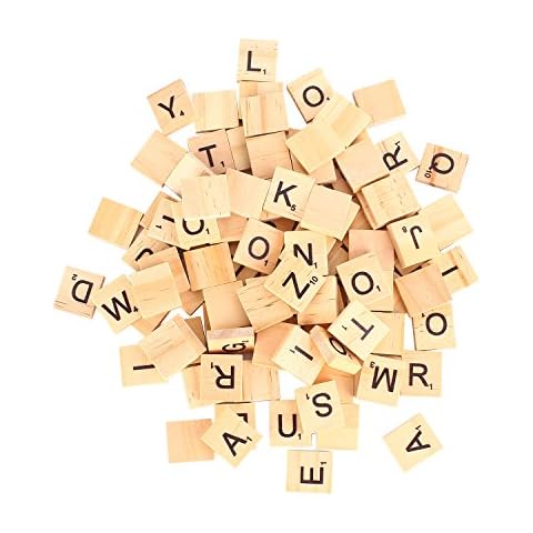 moinkerin 100 Stücke Holzbuchstaben Buchstaben Holz Alphabet Fliesen Buchstaben Spiel für Kindererziehung, Kinderspielzeug, Kunsthandwerk DIY Cover